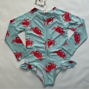 Kate Quinn Girls Rash Guard Swimsuit Size 5Y Crab Print NWT